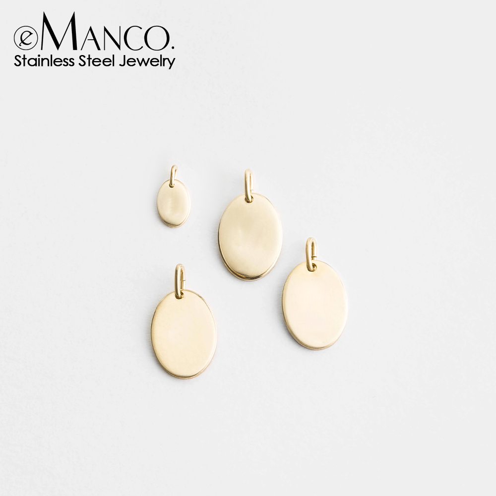 Women Accessories Outlet - EMANCO Simple Blank Oval Stainless Steel