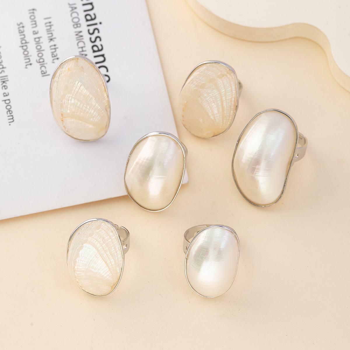 Women Accessories Outlet - Vintage Chunky Shell Rings for Women