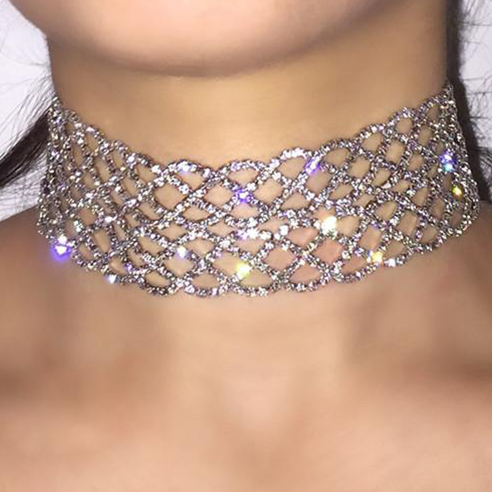 Women Accessories In Amazon - Women's Collared Necklace with Shining Rhinestones