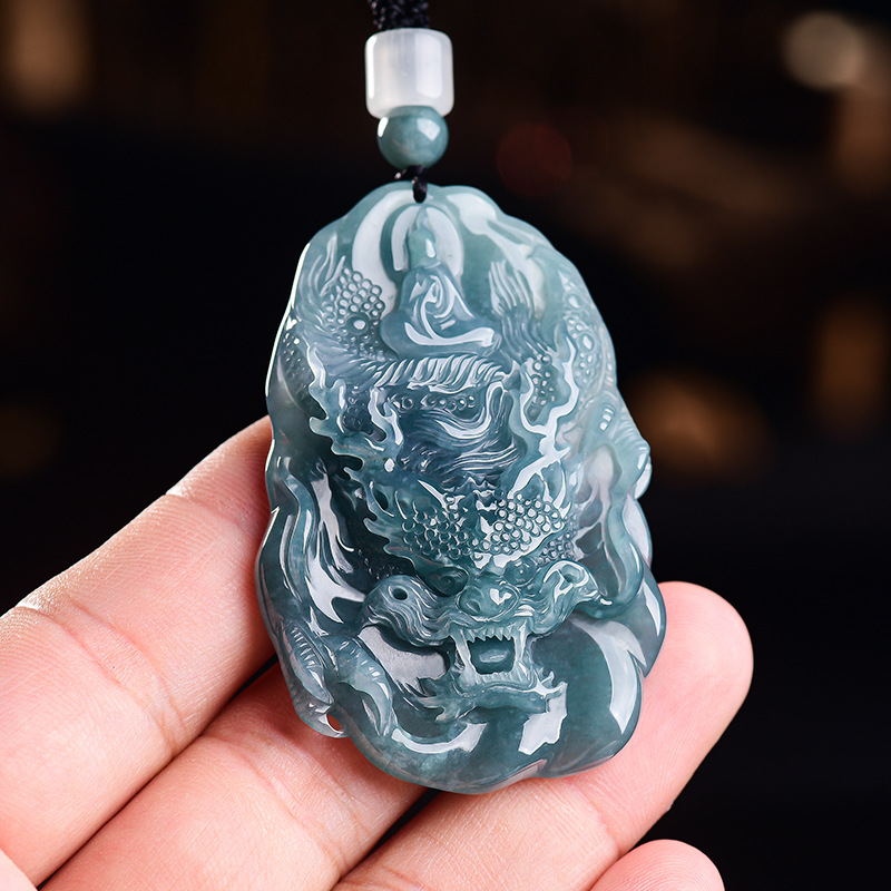 Women'S Accessories Designer - Natural Burmese Jadeite Dragon Pendant Necklace