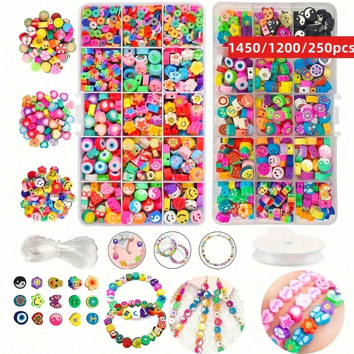 Women Accessories Gift Set - 1450/1200/250pcs Polymer Clay Beads Set, Box,