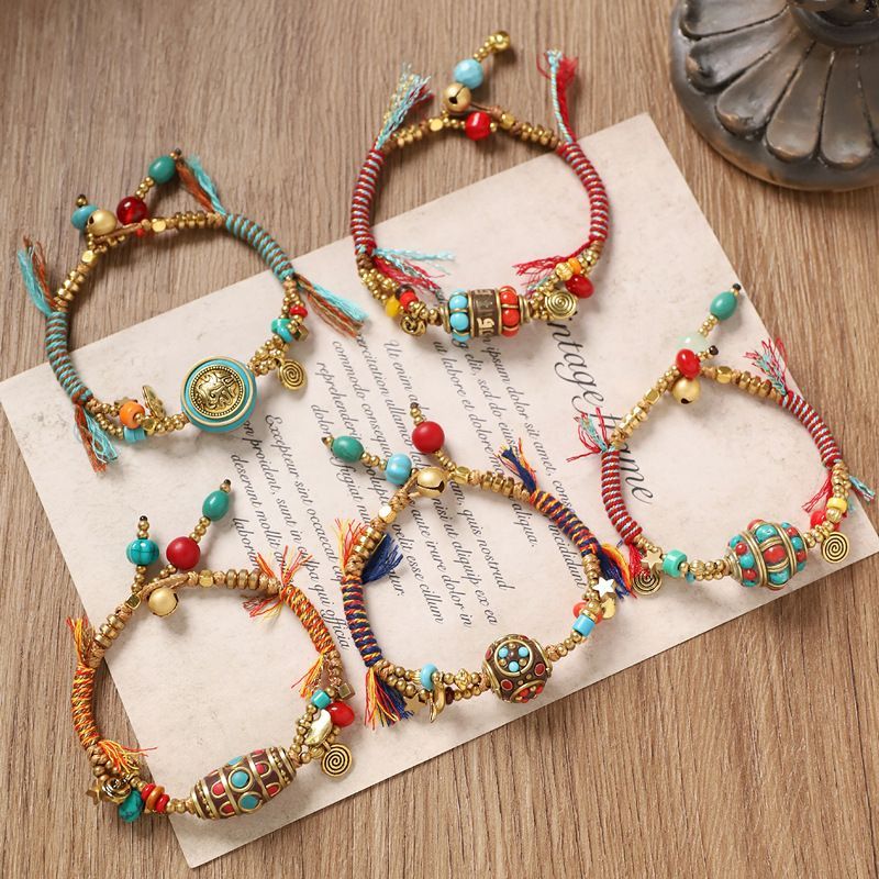 Women Accessories Nepal - Tibetan Retro Woven Bracelet Nepal Copper