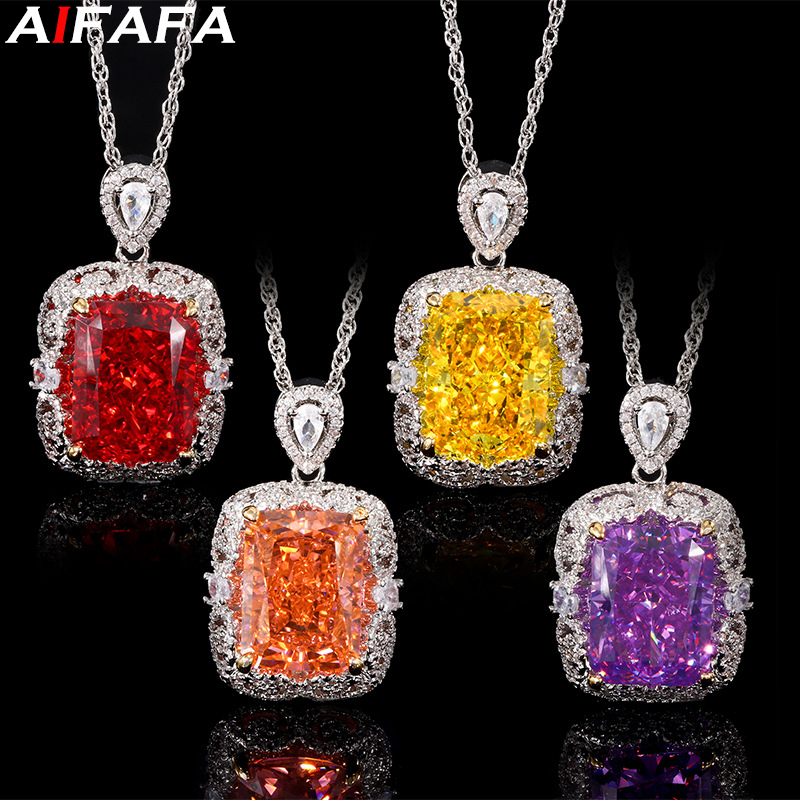 Women'S Yellow Accessories - Ice Flowers Cut Pendant Necklace 12*16mm