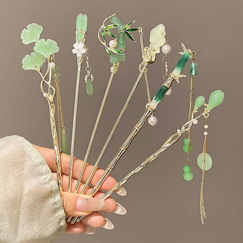 Women'S Accessories Designer - 1pc Elegant Chinese Style Green Hairpin