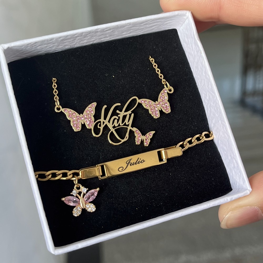 DUOYING Custom Pink Butterfly  - Women Accessories Gift Set 评论和价格