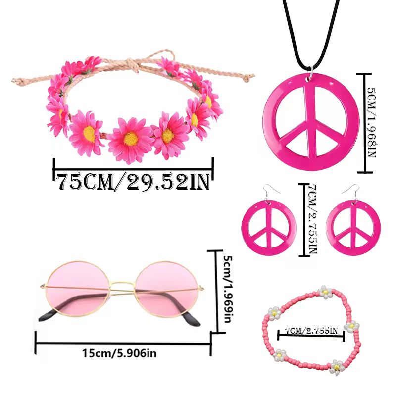 PESENAR Hippie Costume Accesso - Women'S Accessories In The 60S 评论和价格