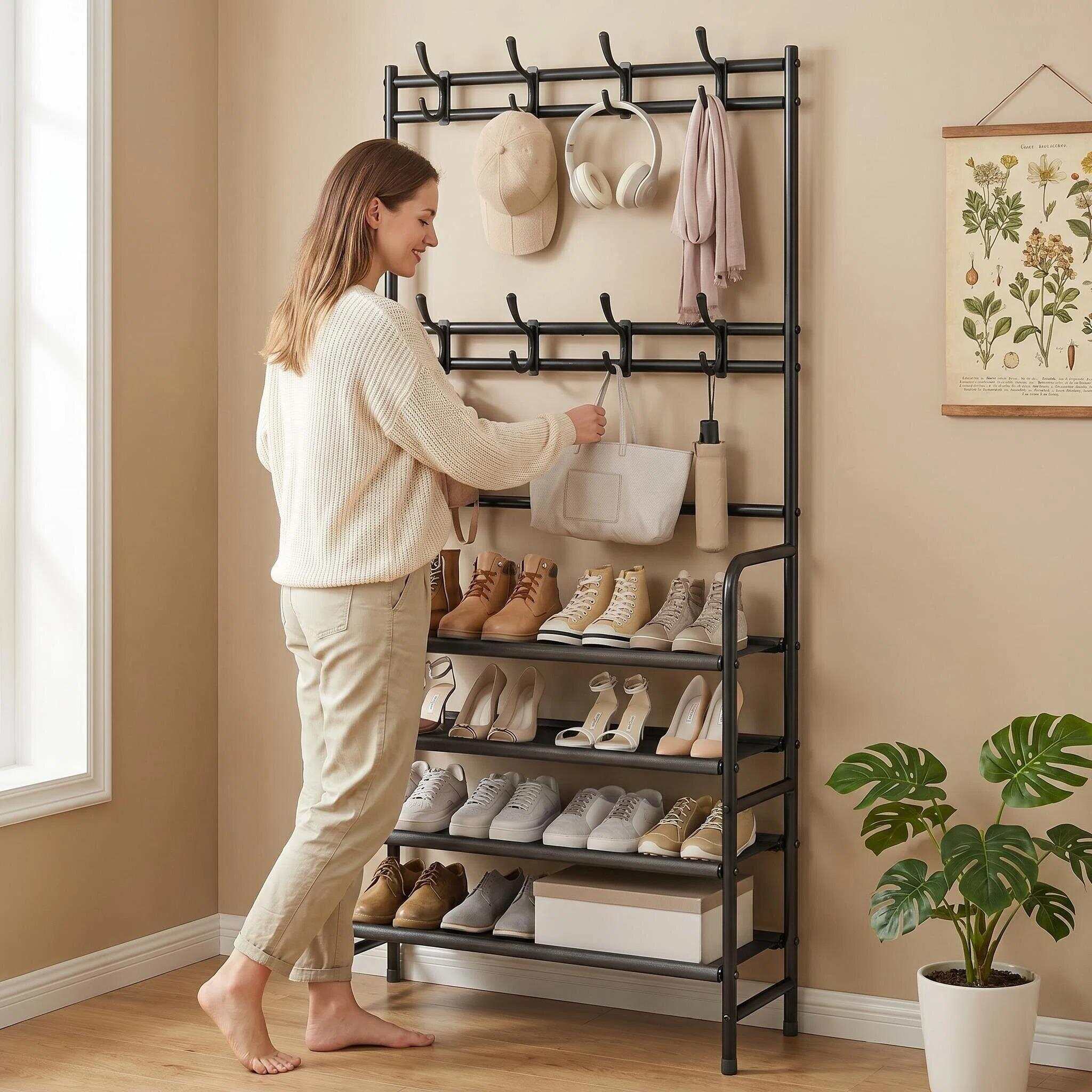 SUOERNUO Metal 4-Tier Shoe Rac - Women'S Accessories Rack Room Shoes 评论和价格