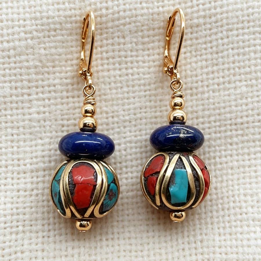 Dangling Handmade Nepal Blue L - Women Accessories Nepal 评论和价格