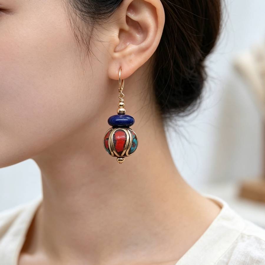 Dangling Handmade Nepal Blue L - Women Accessories Nepal 评论和价格