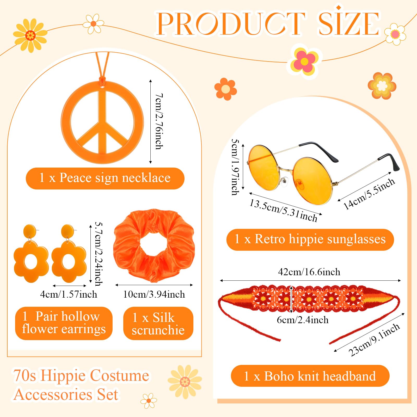 5 Pcs 60s 70s Hippie Accessori - Women'S Accessories In The 60S 评论和价格