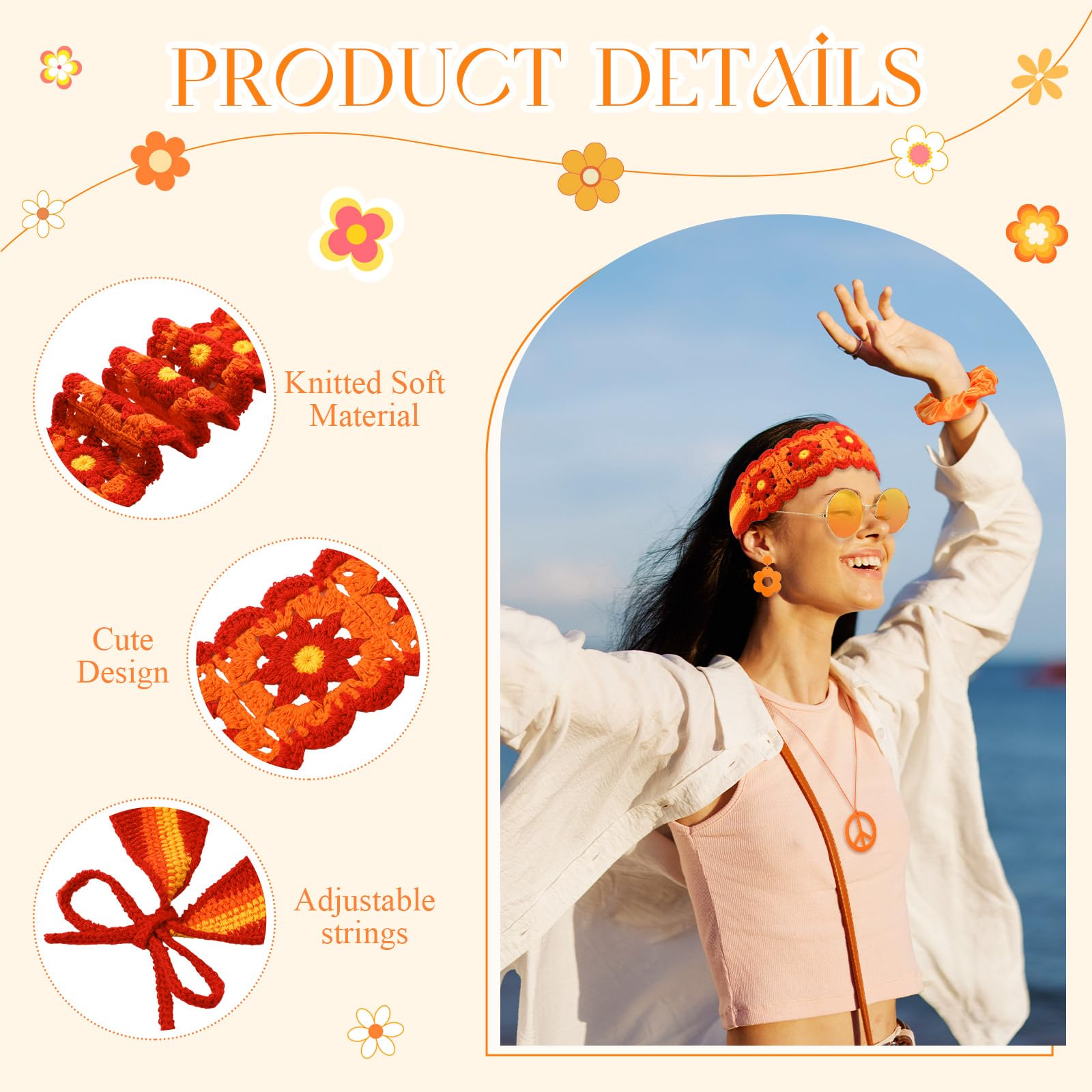5 Pcs 60s 70s Hippie Accessori - Women'S Accessories In The 60S 评论和价格