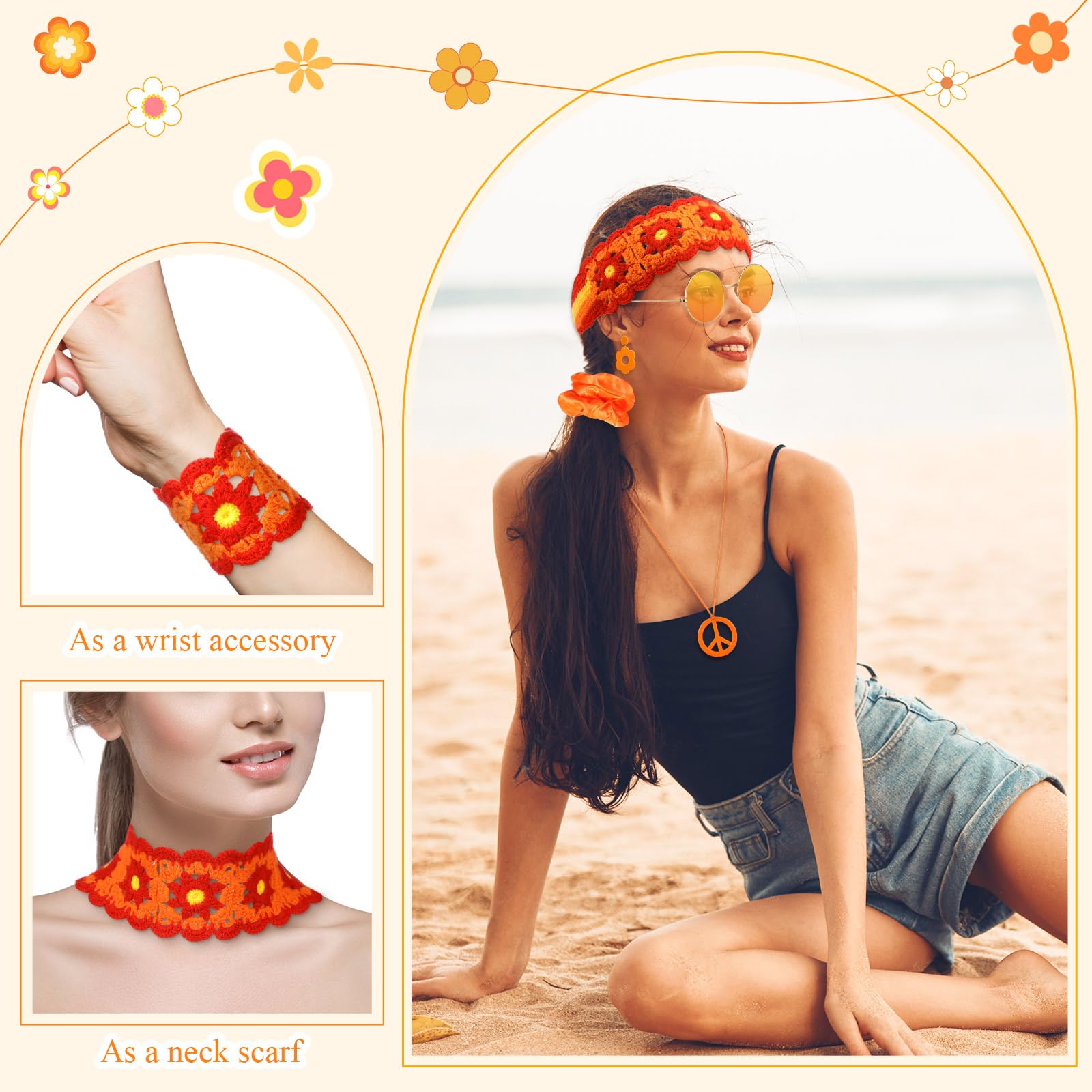 5 Pcs 60s 70s Hippie Accessori - Women'S Accessories In The 60S 评论和价格