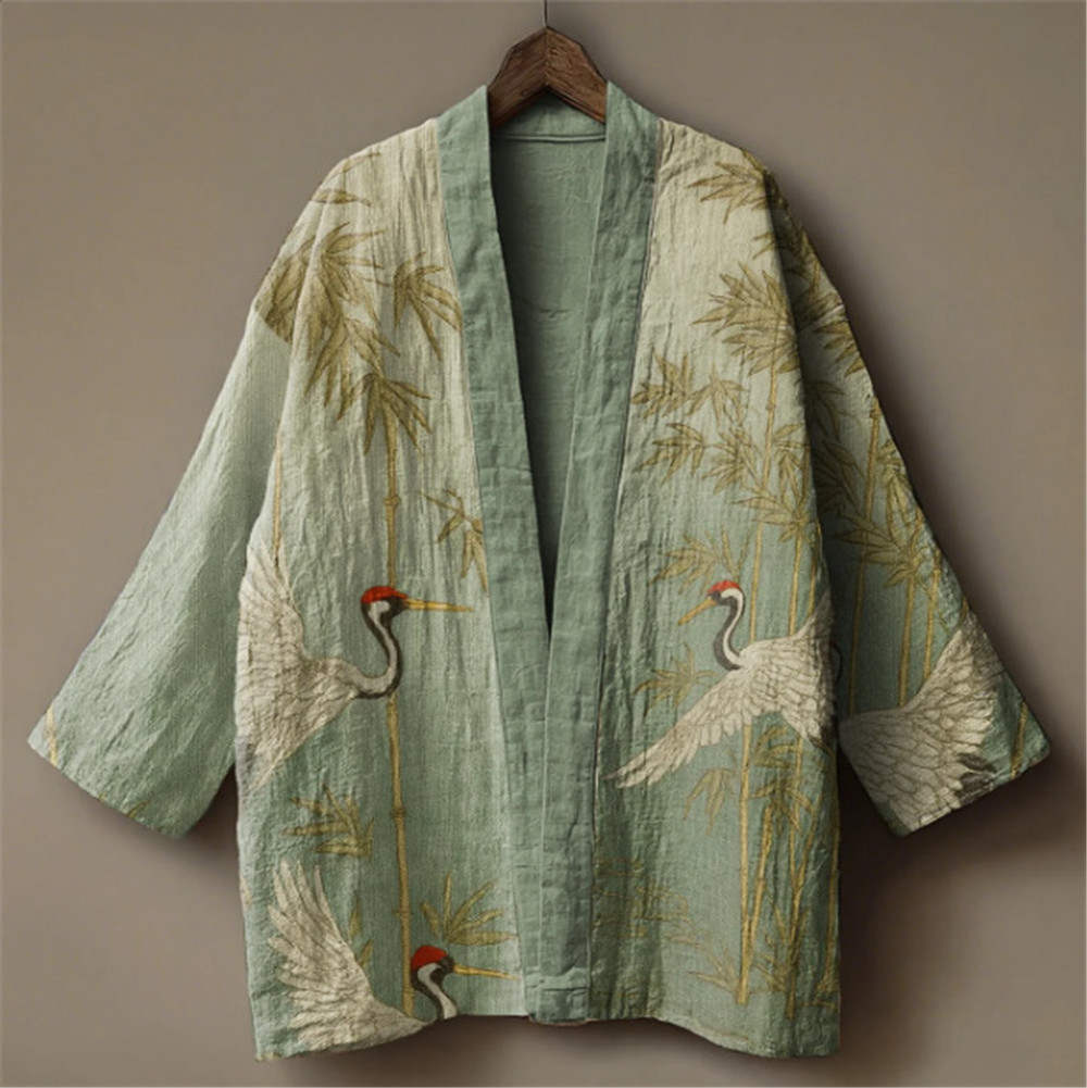 Japanese Crane Print Kimono fo - Women'S Kimono Accessories 评论和价格
