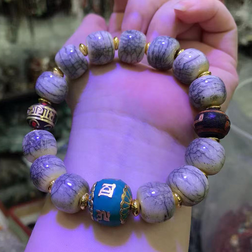 Cracked Yak Bone Barrel Bead B - Women Accessories Nepal 评论和价格