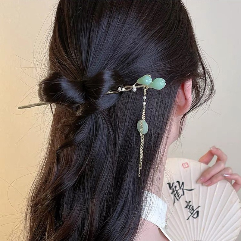 1pc Elegant Chinese Style Gree - Women'S Accessories Designer 评论和价格